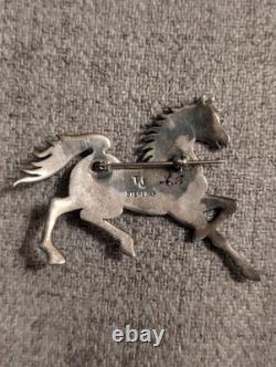 Native American Navajo Sterling Silver Turquoise Horse Brooch/Pendant