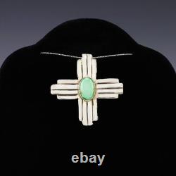 Native American Navajo Sterling Silver Turquoise Zia Pin/pendant Lucille Platero