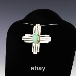 Native American Navajo Sterling Silver Turquoise Zia Pin/pendant Lucille Platero