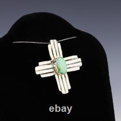 Native American Navajo Sterling Silver Turquoise Zia Pin/pendant Lucille Platero