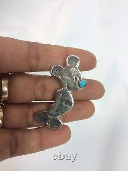 Native American Navajo Sterling turquoise Mickey Mouse Pendant/pin