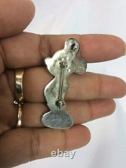 Native American Navajo Sterling turquoise Mickey Mouse Pendant/pin