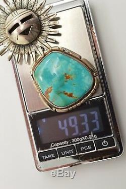 Native American Navajo Sun Turquoise Sterling Silver Pendant Pin Nelson Morton