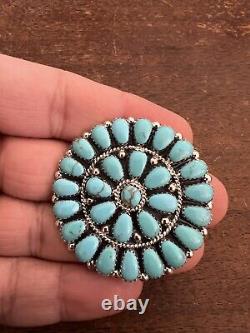 Native American Navajo Turquoise Cluster Pendant Or Pin Brooches Handmade #G