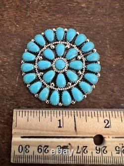 Native American Navajo Turquoise Cluster Pendant Or Pin Brooches Handmade #H