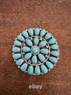 Native American Navajo Turquoise Cluster Pin Or Pendant Brooches Handmade #A