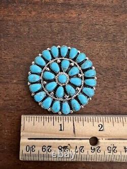 Native American Navajo Turquoise Cluster Pin Or Pendant Brooches Handmade #A