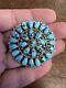 Native American Navajo Turquoise Cluster Pin Or Pendant Brooches Handmade #b