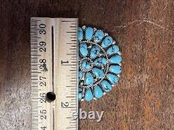 Native American Navajo Turquoise Cluster Pin Or Pendant Brooches Handmade #B