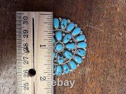 Native American Navajo Turquoise Cluster Pin Or Pendant Brooches Handmade #C