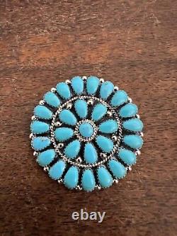Native American Navajo Turquoise Cluster Pin Or Pendant Brooches Handmade #D