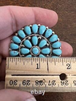 Native American Navajo Turquoise Cluster Pin Or Pendant Brooches Handmade #D