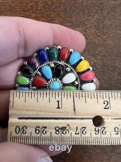 Native American Navajo Turquoise Multi Cluster Pin / Pendant Brooches Handmade A
