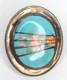 Native American Navajo Zuni Pin Turquoise With Fire Opal Inlay Sterling Silver