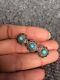 Native American Navajo Sterling Silver Stamp Turquoise Pin Brooch