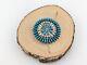 Native American Needlepoint Turquoise Cluster Pendant Brooch Pin Navajo Signed