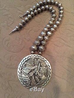 Native American OLD PAWN Necklace and large BECENTI PENDANT/Pin