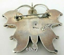 Native American Pin/Pendant Butterfly 2-3/4 x 2-1/2 Marked D
