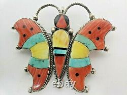 Native American Pin/Pendant Butterfly 2-3/4 x 2-1/2 Marked D