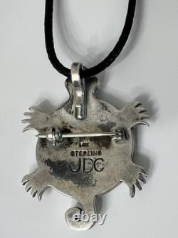 Native American Santo Domingo Turtle Necklace Pendant Pin 925 14K Joseph D Coriz