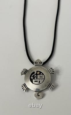 Native American Santo Domingo Turtle Necklace Pendant Pin 925 14K Joseph D Coriz