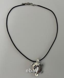 Native American Santo Domingo Turtle Necklace Pendant Pin 925 14K Joseph D Coriz