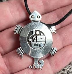 Native American Santo Domingo Turtle Necklace Pendant Pin 925 14K Joseph D Coriz