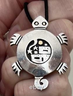 Native American Santo Domingo Turtle Necklace Pendant Pin 925 14K Joseph D Coriz