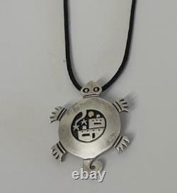 Native American Santo Domingo Turtle Necklace Pendant Pin 925 14K Joseph D Coriz