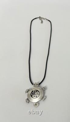 Native American Santo Domingo Turtle Necklace Pendant Pin 925 14K Joseph D Coriz