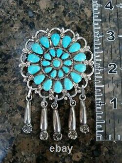 Native American Silver Pin/Pendant with Sleeping Beauty Turquoise