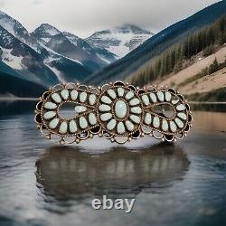 Native American Silver Turquoise CLUSTER Pin 4 Signed BB 27.8 Grams Rare