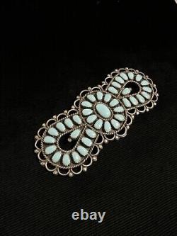 Native American Silver Turquoise CLUSTER Pin 4 Signed BB 27.8 Grams Rare