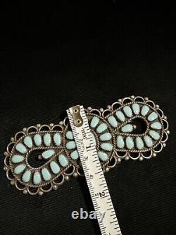 Native American Silver Turquoise CLUSTER Pin 4 Signed BB 27.8 Grams Rare