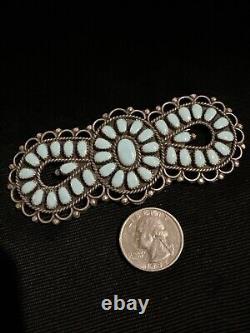 Native American Silver Turquoise CLUSTER Pin 4 Signed BB 27.8 Grams Rare