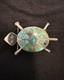 Native American Silver Turquoise Inlay Brooch/pin Turtle Design