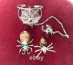 Native American Spider Brooch/bracelet, Insect Bug Jewelry Turquoise/Sterling