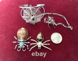 Native American Spider Brooch/bracelet, Insect Bug Jewelry Turquoise/Sterling