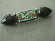Native American Spiderweb Turquoise & Onyx / Jet Sterling Silver Pin Brooch