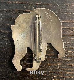 Native American Sterling Bear Pin Signed LB