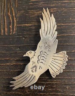 Native American Sterling Bird Eagle Pin Vintage