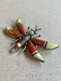 Native American Sterling Dragonfly Pin by Eddie Secatero