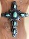 Native American Sterling Navajo Cross With Turquoise By A& Jb Pendant Pin Brooch