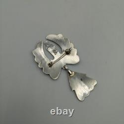 Native American Sterling Silver 925 Turquoise Coral Inlay Peyote Bird Brooch Pin