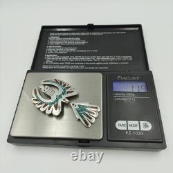 Native American Sterling Silver 925 Turquoise Coral Inlay Peyote Bird Brooch Pin