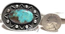 Native American Sterling Silver Blue Turquoise Pin Brooch