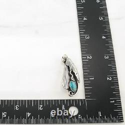 Native American Sterling Silver Brooch Leaf Blue Turquoise