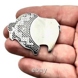 Native American Sterling Silver Brooch Pin Buffalo Hallmarked Tribes