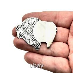 Native American Sterling Silver Brooch Pin Buffalo Hallmarked Tribes