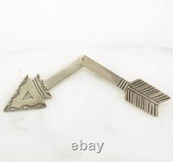 Native American Sterling Silver Brooch Stamped Articulated Arrow